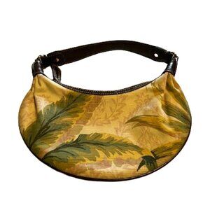 Cream Colored Small Shoulder Bag with Palm Leave Design